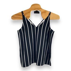 Jules & Leopold Women's Striped Sleeveless Tank Top Black & White Medium